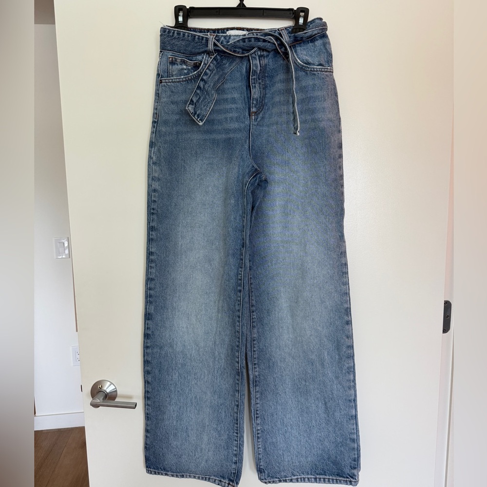 ba&sh Blue Flare Wide Leg Jeans with Relaxed Fit